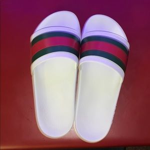 White Gucci Slides , size 7 , 200!! Or best offer